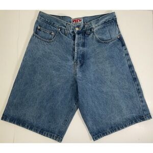 NWOT Vintage Men's Prime Skate Skateboard Button Fly Blue Denim Shorts 32"X11.5"